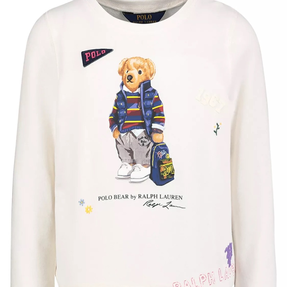 POLO RALPH LAUREN SWEATSHIRT WHITE FOR GIRLS M 8/10